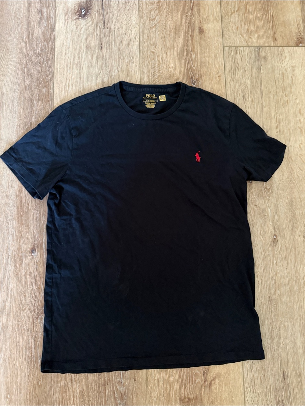 Polo by Ralph Lauren | Black Crew Neck T-Shirt with Red Pony Logo | size L